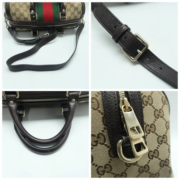 GUCCI Boston Brown Cloth Satchel 818-040225 - Picture 8 of 12